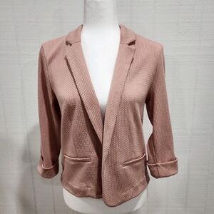 Maurices Blazer Size Small Light Pink Stretch Faux Pockets Rolled Cuffs